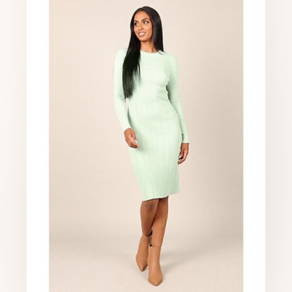 Petal & Pup Milleri Ribbed Long sleeve dress in Sage NWT Size: 4